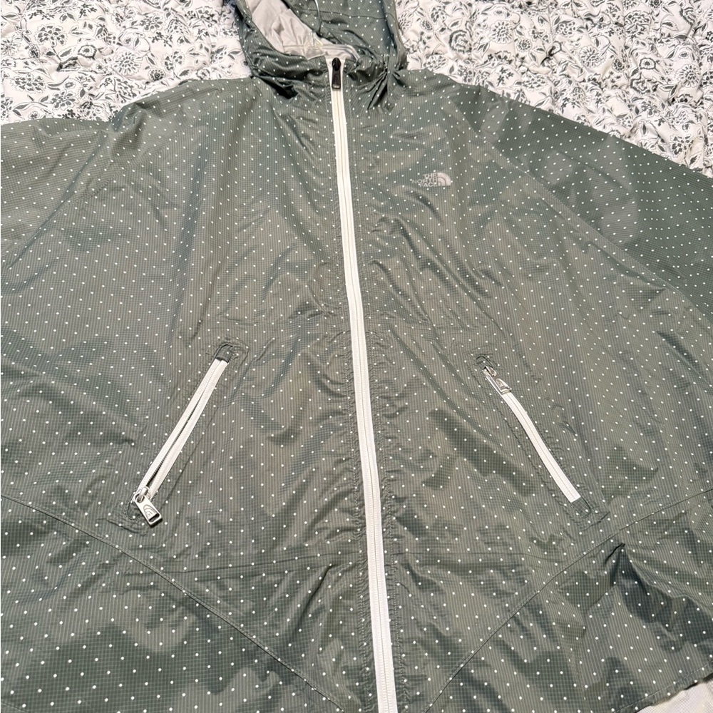 The North Face Green Polka Dot Poncho raincoat